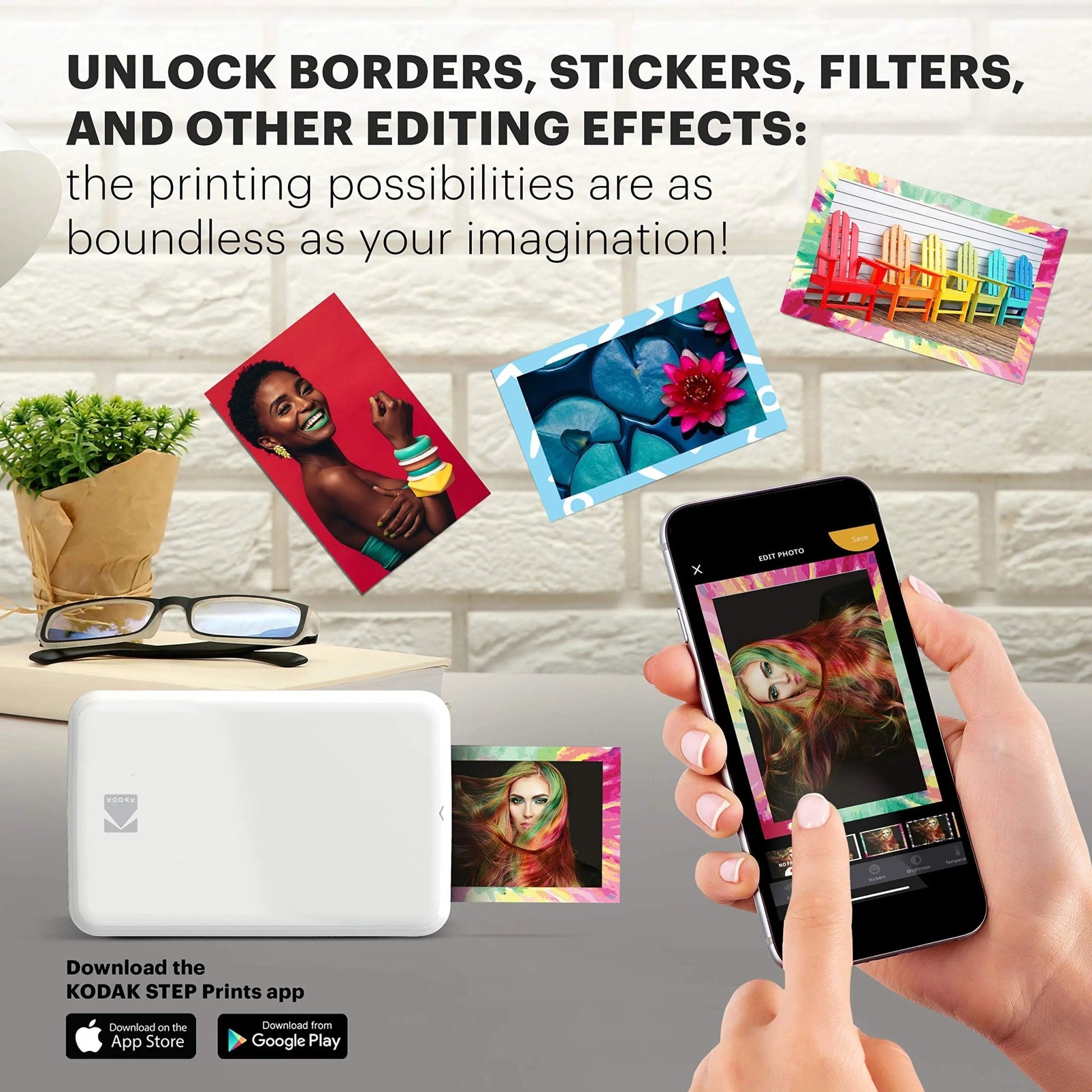 KODAK Step Instant Smartphone Photo Printer - Portable Mini Color Wireless Mobile Printer - Zink 2x3” Sticky - Back Photos - Bluetooth Compatible with iOS & Android Devices - Fun Editing App - White - North State Signs & Printing