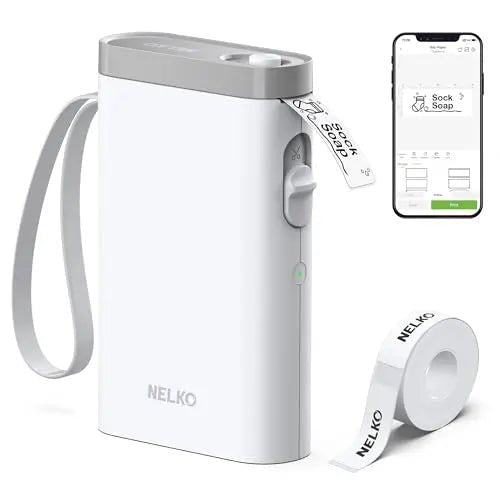 Label Maker Machine with Tape, Nelko, P21 Bluetooth Label Printer, Wireless Mini Label Makers with Multiple Templates for Organizing Office Home, White - North State Signs & Printing