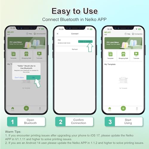 NELKO Label Maker Machine with Tape P21 Portable Bluetooth Label Printer Wireless Handheld Sticker Maker Mini Label