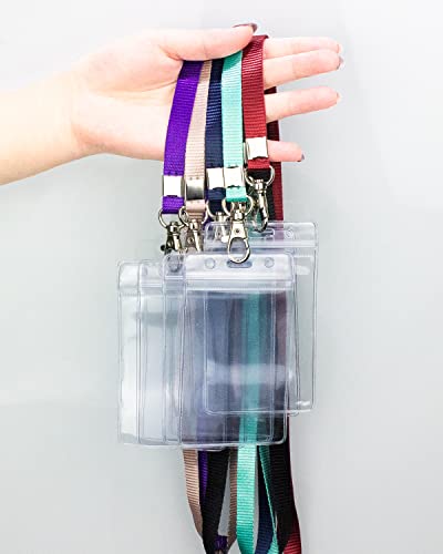 Teskyer Lanyards for Cruise Ship Cards Lanyards with Waterproof Extra Thick Plastic Clear Badge Holders Resealable Zip