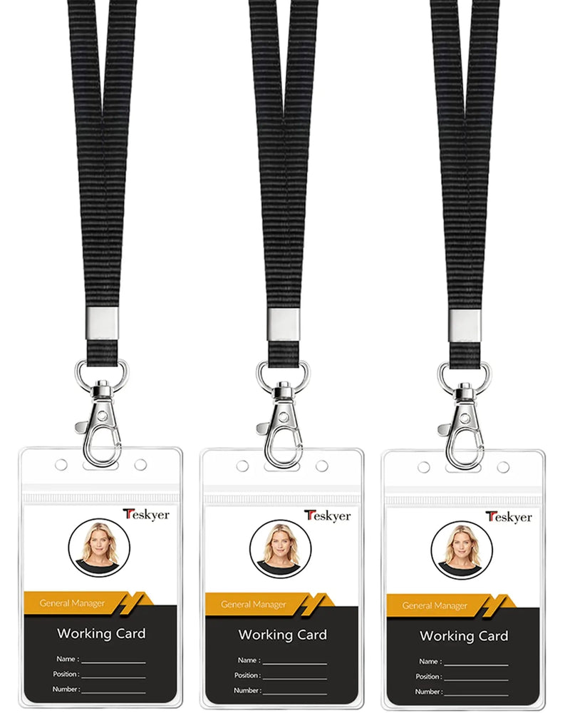 Lanyards for ID Badges, 3 Pack of Lanyard with ID Card Holder, Teskyer Extra Thick Clear Waterproof Resealable Zip ID Badge Holder with Lanyard for Office, School, Cruise Ship Cards - North State Signs & Printing