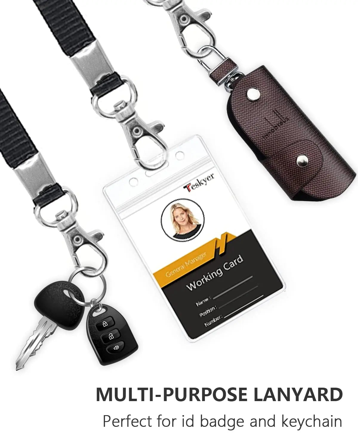 Lanyards for ID Badges, 3 Pack of Lanyard with ID Card Holder, Teskyer Extra Thick Clear Waterproof Resealable Zip ID Badge Holder with Lanyard for Office, School, Cruise Ship Cards - North State Signs & Printing