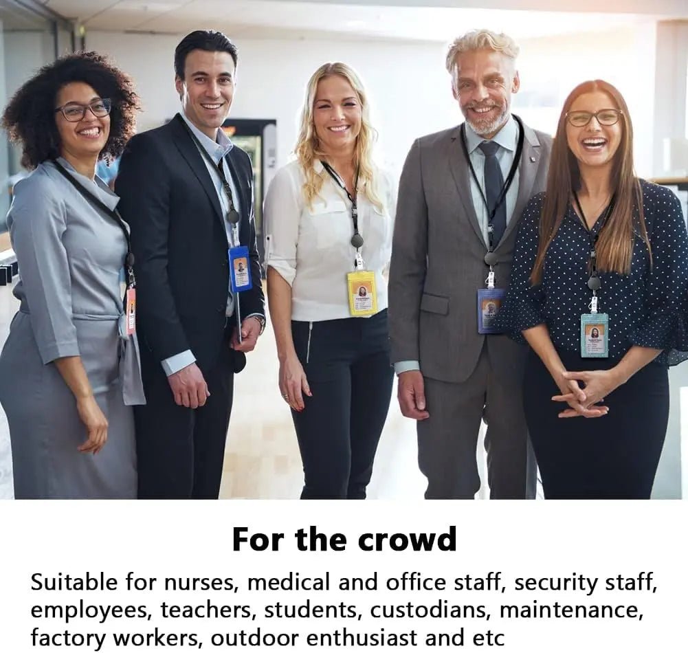 Leather Badge Holder and Adjustable Retractable Lanyards, Quick Release Buckle and Safety Breakaway Lanyards with Swivel Metal Clasp for Offices, Staff, Students, Employees - North State Signs & Printing