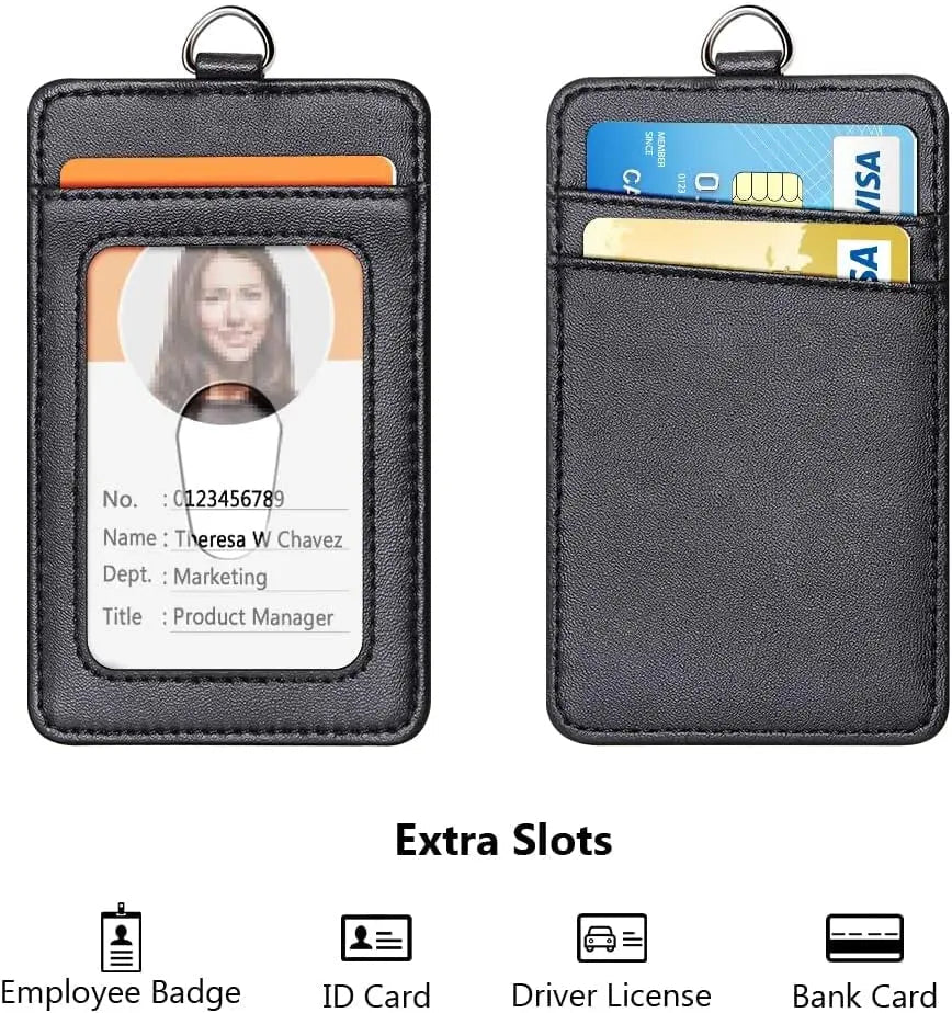 Leather Badge Holder and Adjustable Retractable Lanyards, Quick Release Buckle and Safety Breakaway Lanyards with Swivel Metal Clasp for Offices, Staff, Students, Employees - North State Signs & Printing