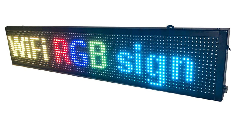 LED display with WiFi + USB P10 RGB color sign 40’’ x 8’’ with high resolution and new SMD technology. Perfect