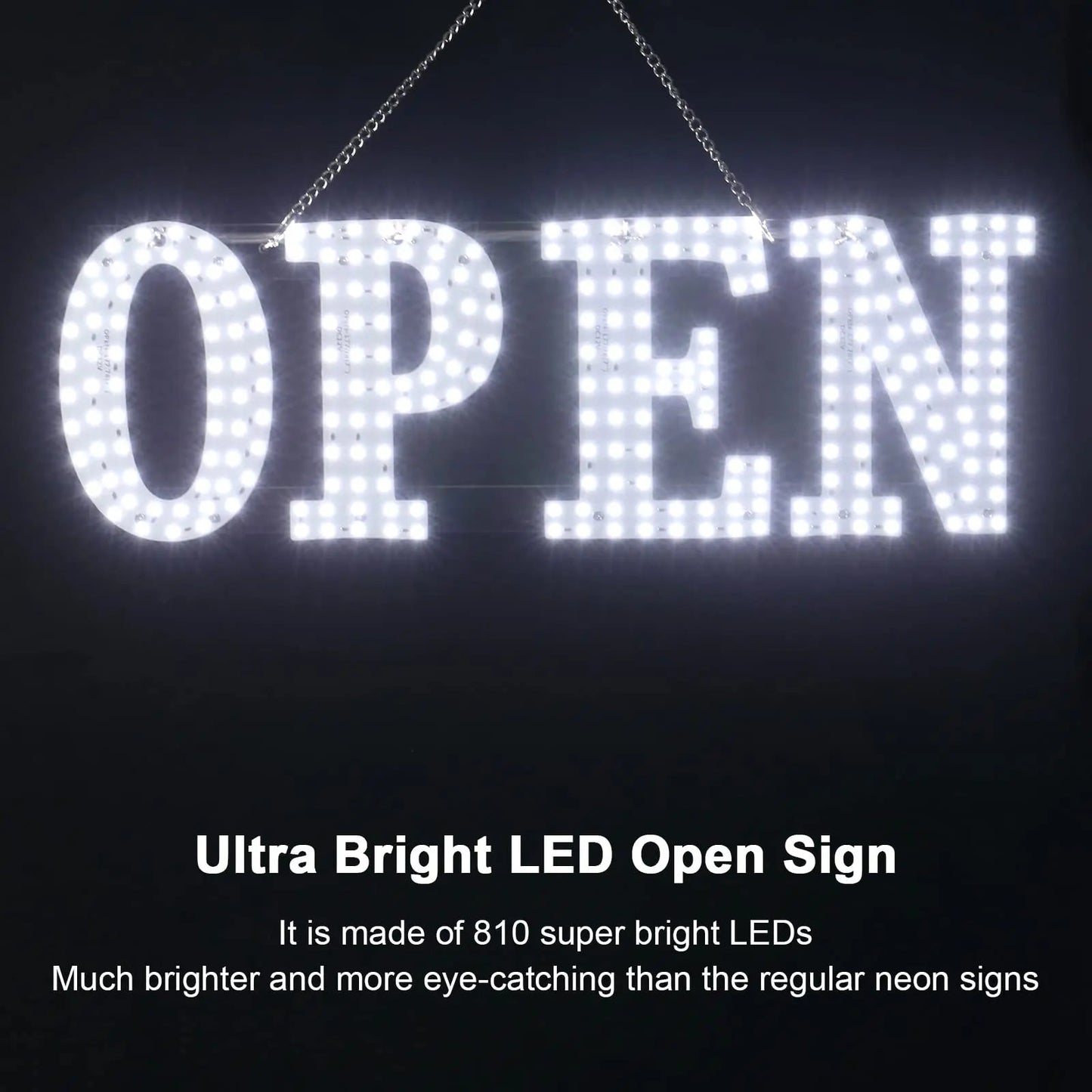 LED Open Signs for Business, 40"x14" Extra Jumbo Unique Design Super Bright Open Sign with Chain, High Visibility Open Sign for Stores Bar Hotel Retail Shops Window Salon Office - North State Signs & Printing