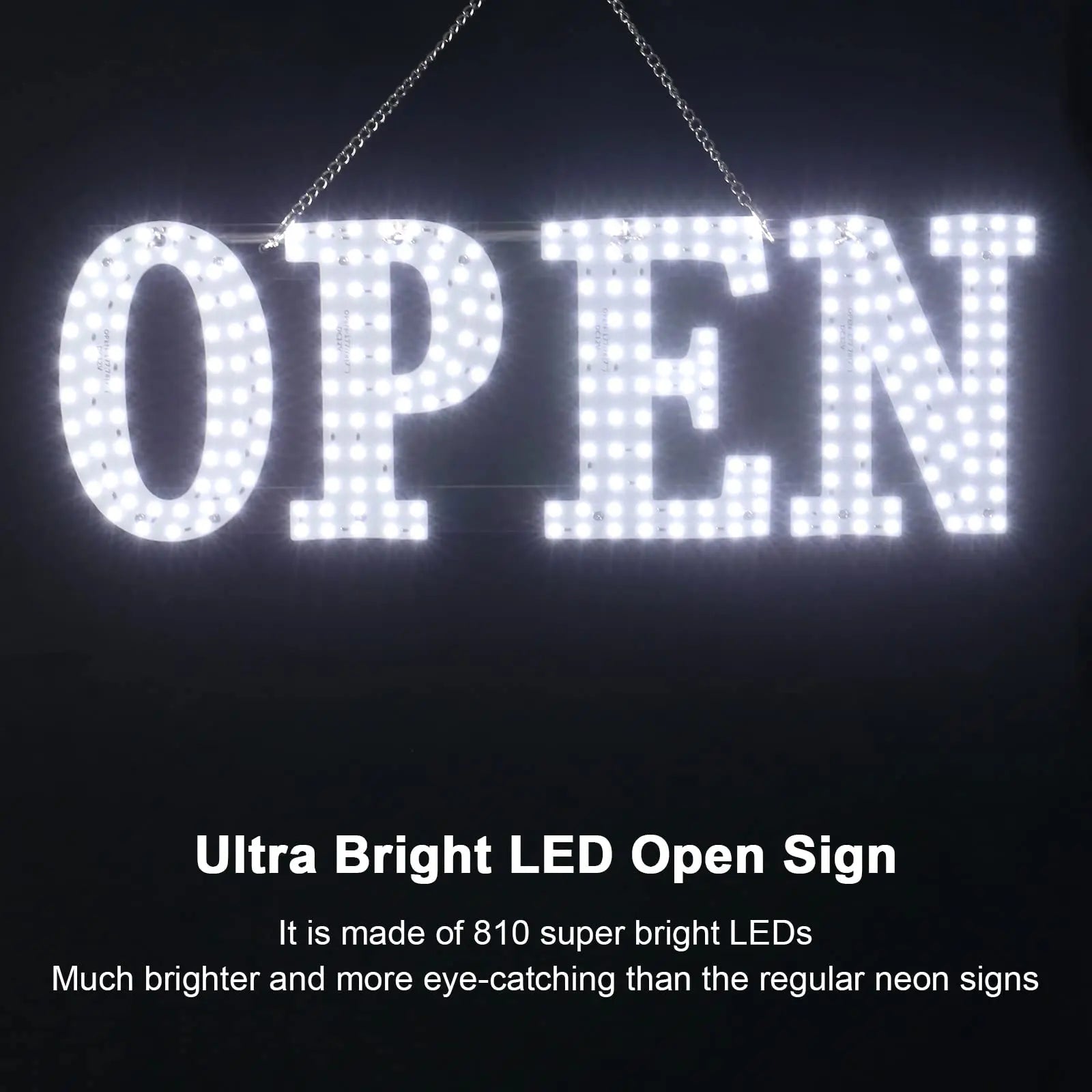LED Open Signs for Business, 40"x14" Extra Jumbo Unique Design Super Bright Open Sign with Chain, High Visibility Open Sign for Stores Bar Hotel Retail Shops Window Salon Office - North State Signs & Printing