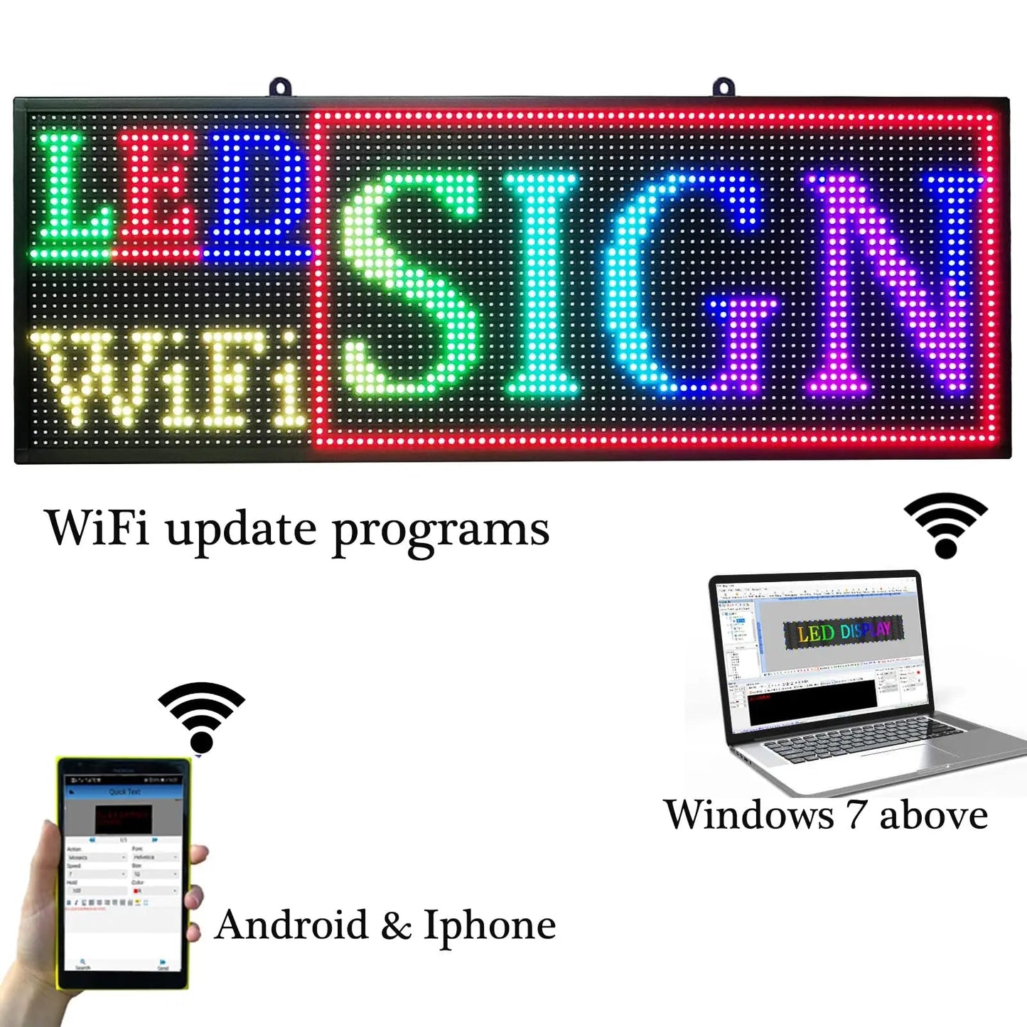 LED Sign P10 Outdoor 39" x 14" with High Resolution Programmable LED Scrolling Sign Display and Perfect Solution for Advertising - North State Signs & Printing