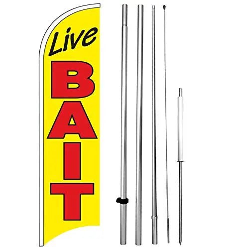 Live Bait Banner Flag Feather Windless Swooper Flag Feather Flag Kit 15 Ft Tall Feather Banner Sign yb - h - North State Signs & Printing