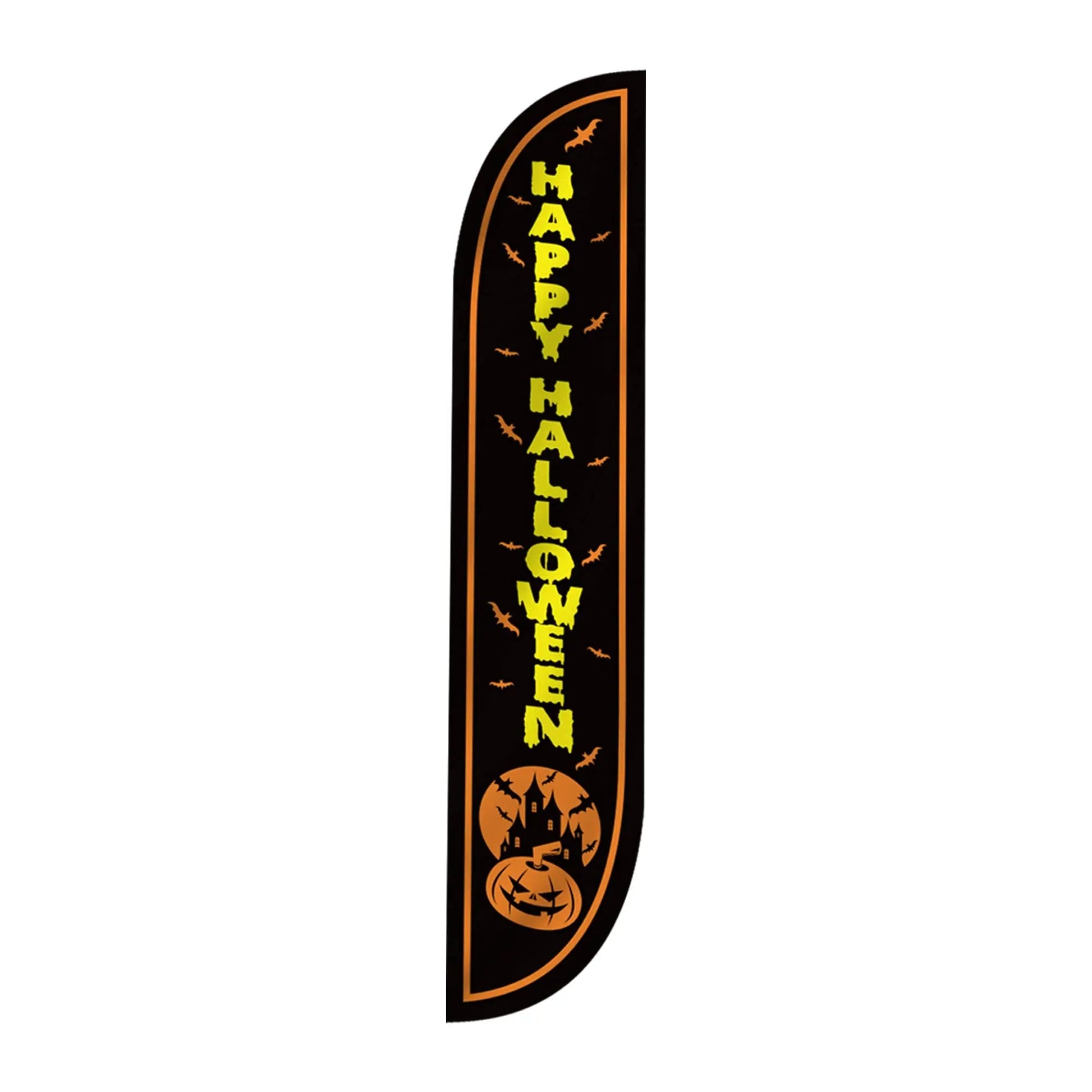 LookOurWay Feather Flag Pole Kit - 12 Feet Tall Advertising Flag Banner with Fiberglass Pole Kit and Ground Spike for Business Promotion - Halloween Flag - Happy Halloween (10M1200086) - North State Signs & Printing