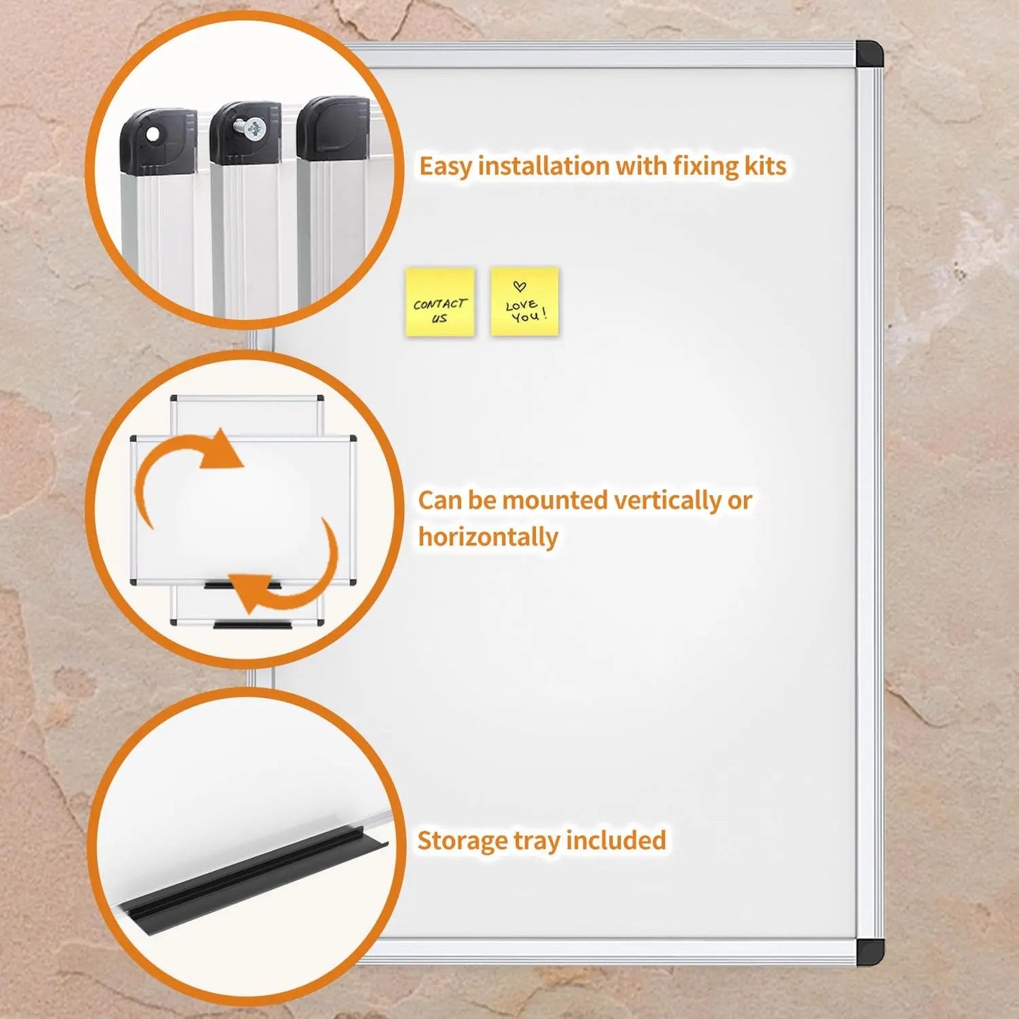 Magnetic Dry Erase Board, 36 X 24 Inches, Silver Aluminium Frame VIZ - PRO - North State Signs & Printing