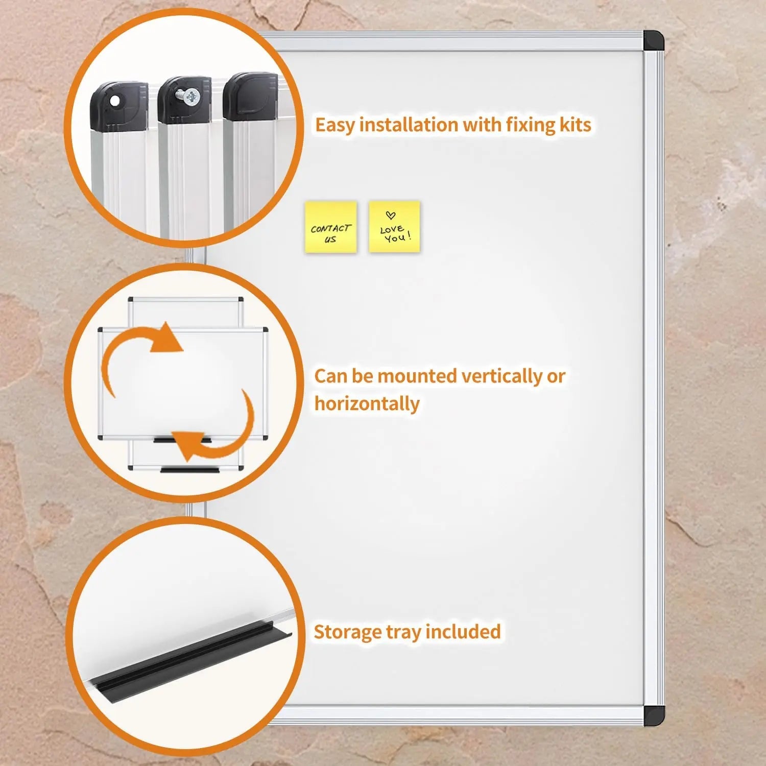 Magnetic Dry Erase Board, 36 X 24 Inches, Silver Aluminium Frame VIZ - PRO - North State Signs & Printing