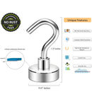 Magnetic Hooks, 27 lb+ Heavy Duty Earth Magnets with Hook for Refrigerator, Extra Strong Cruise Hook for Hanging, Magnetic Hanger for Cabins, Grill (Silver White, Pack of 10) - North State Signs & Printing