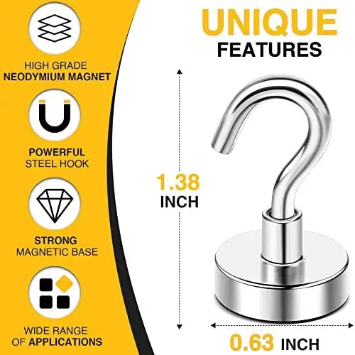 Magnetic Hooks, 30lbs+ Heavy Duty Magnetic Hooks Cruise for Hanging, Super Strong Magnet Hooks for Cruise Cabin, Refrigerator, Classroom, Magnetic Metal Hooks for Grill (Sliver, Pack of 20) - North State Signs & Printing