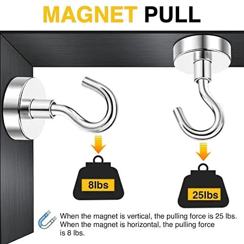 Magnetic Hooks, 30lbs+ Heavy Duty Magnetic Hooks Cruise for Hanging, Super Strong Magnet Hooks for Cruise Cabin, Refrigerator, Classroom, Magnetic Metal Hooks for Grill (Sliver, Pack of 20) - North State Signs & Printing