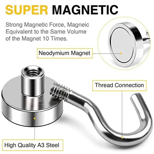 Magnetic Hooks, 30lbs+ Heavy Duty Magnetic Hooks Cruise for Hanging, Super Strong Magnet Hooks for Cruise Cabin, Refrigerator, Classroom, Magnetic Metal Hooks for Grill (Sliver, Pack of 20) - North State Signs & Printing