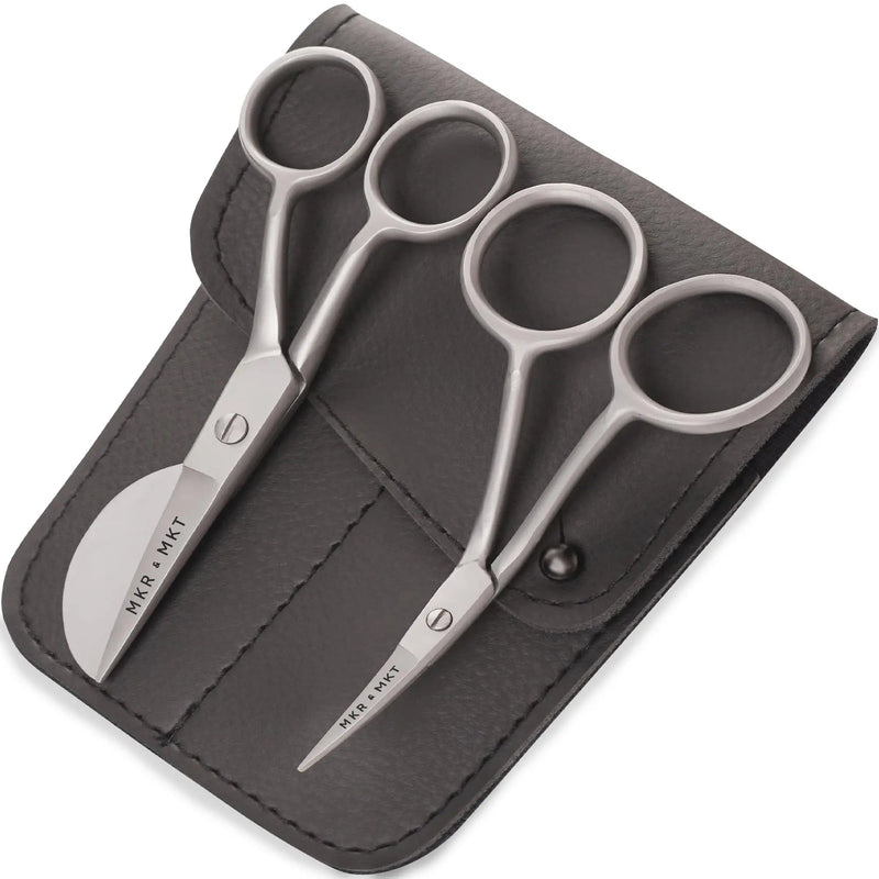 MAKER AND MARKET Small Embroidery 4.5 Inch Scissors Set of 2 Kit - Mini Double Bend Offset Duckbill and Double Bend Long Applique Needlepoint Blade with Pouch Sleeve (Satin) - North State Signs & Printing