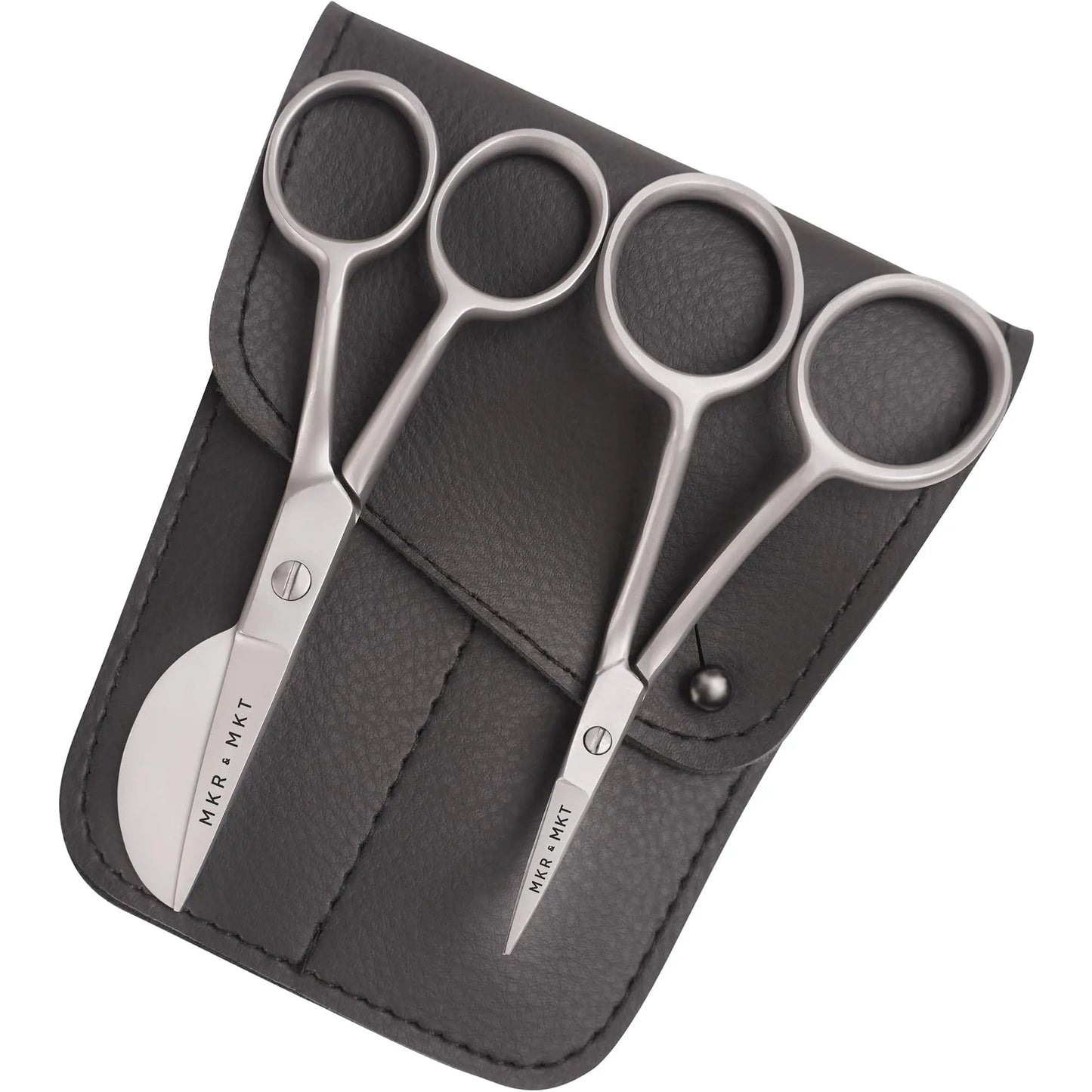 MAKER AND MARKET Small Embroidery 4.5 Inch Scissors Set of 2 Kit - Mini Double Bend Offset Duckbill and Double Bend Long Applique Needlepoint Blade with Pouch Sleeve (Satin) - North State Signs & Printing