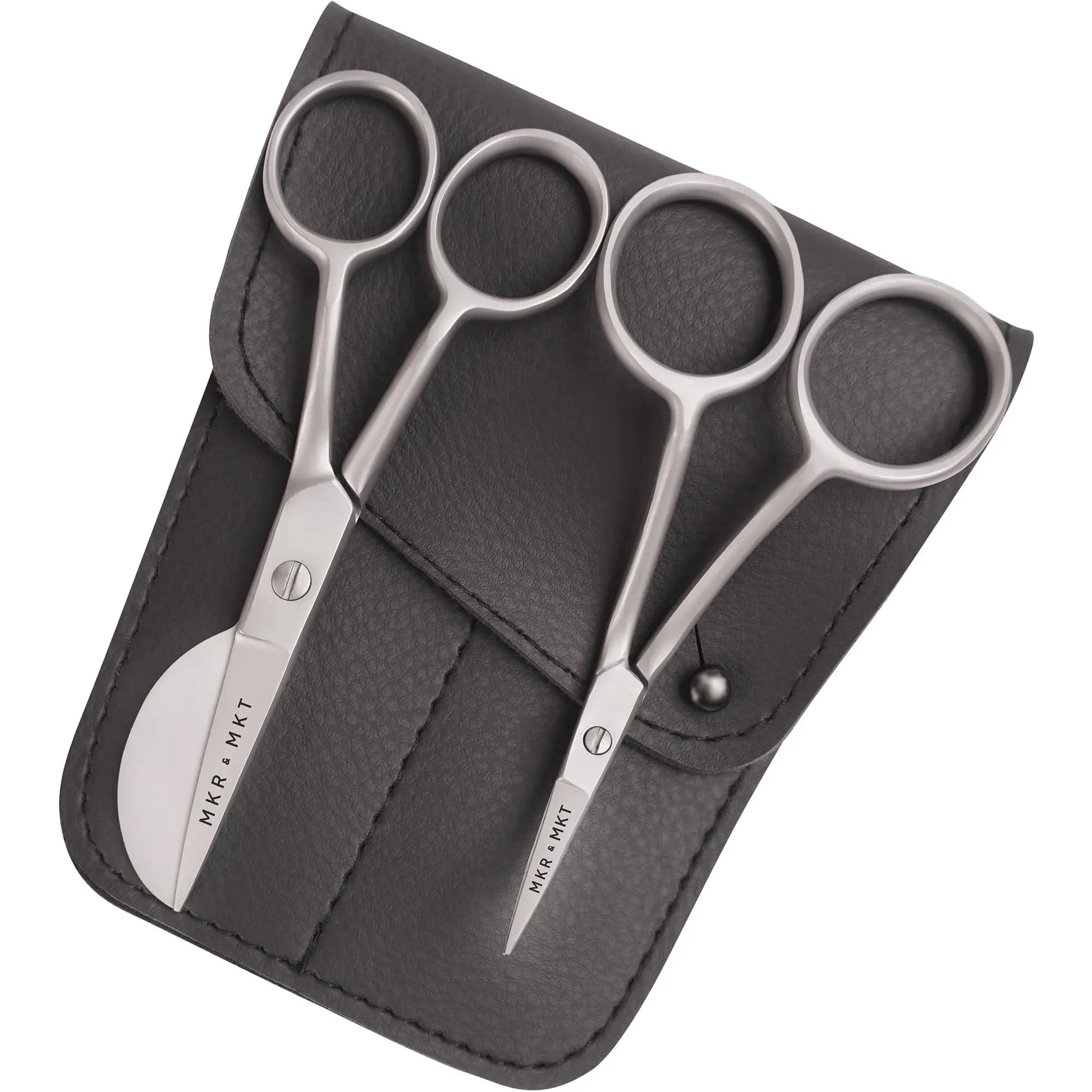 MAKER AND MARKET Small Embroidery 4.5 Inch Scissors Set of 2 Kit - Mini Double Bend Offset Duckbill and Double Bend Long Applique Needlepoint Blade with Pouch Sleeve (Satin) - North State Signs & Printing