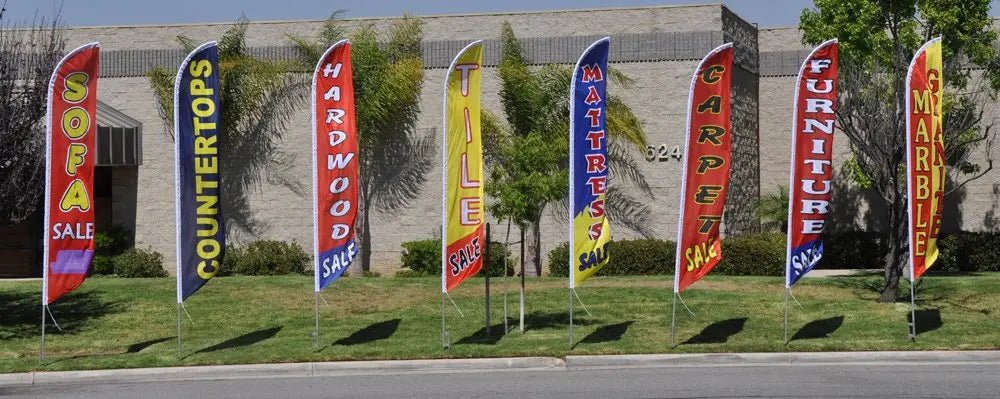 Mattress Sale (blue/yellow) 15ft Feather Banner Swooper Flag Kit - INCLUDES 15FT POLE KIT w/GROUND SPIKE - North State Signs & Printing