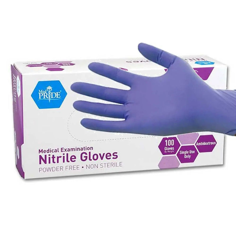 MedPride Powder - Free Nitrile Exam Gloves, Iris Blue, Medium, Box/100 - North State Signs & Printing