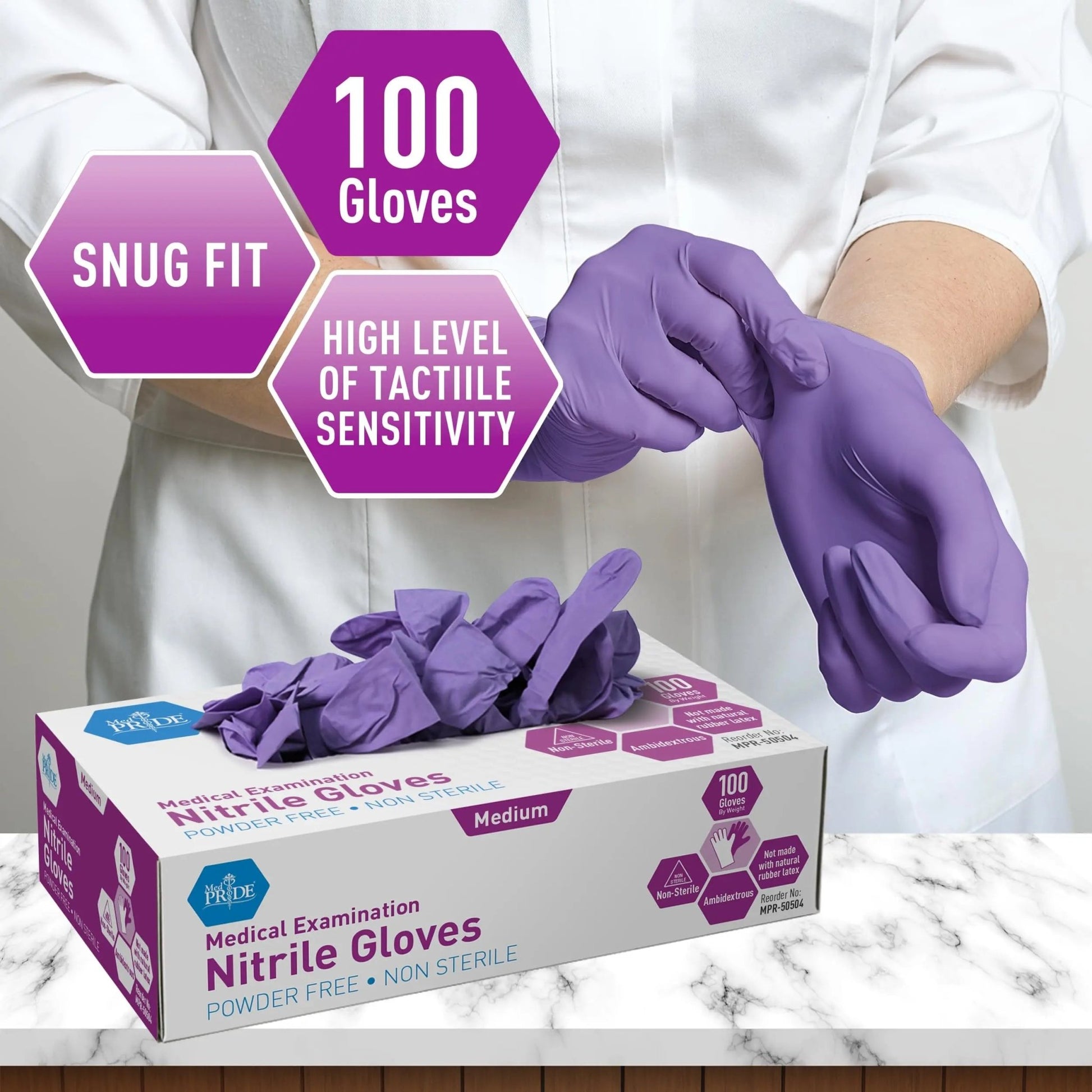 MedPride Powder - Free Nitrile Exam Gloves, Iris Blue, Medium, Box/100 - North State Signs & Printing