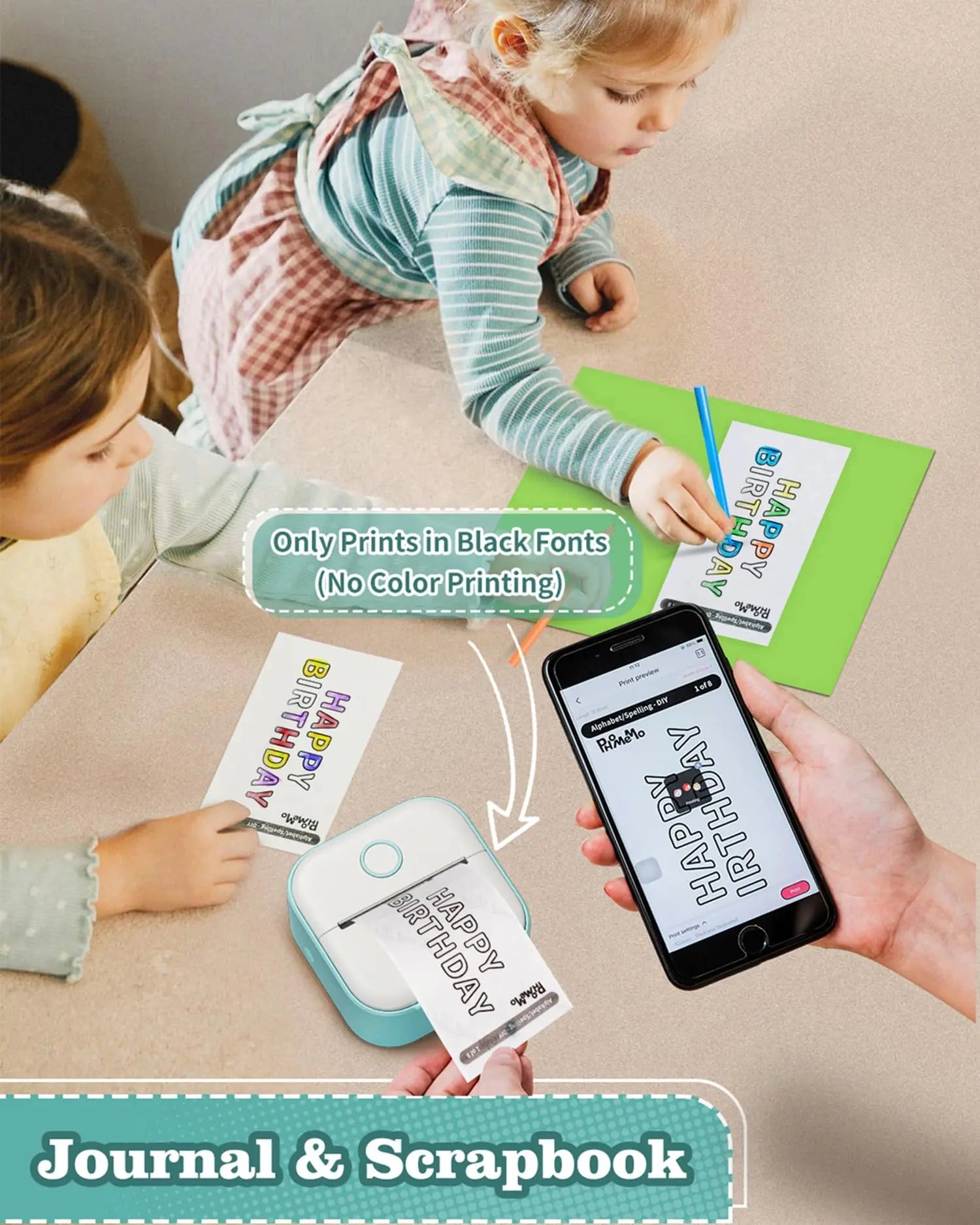 Memoking Print Pods Mini Printer - Sticker Printer T02 Portable Thermal Printer Inkless Sticker Maker Machine Bluetooth Pocket Printer Phone Printer for Study Graphics, Anatomical Diagrams, Photos - North State Signs & Printing