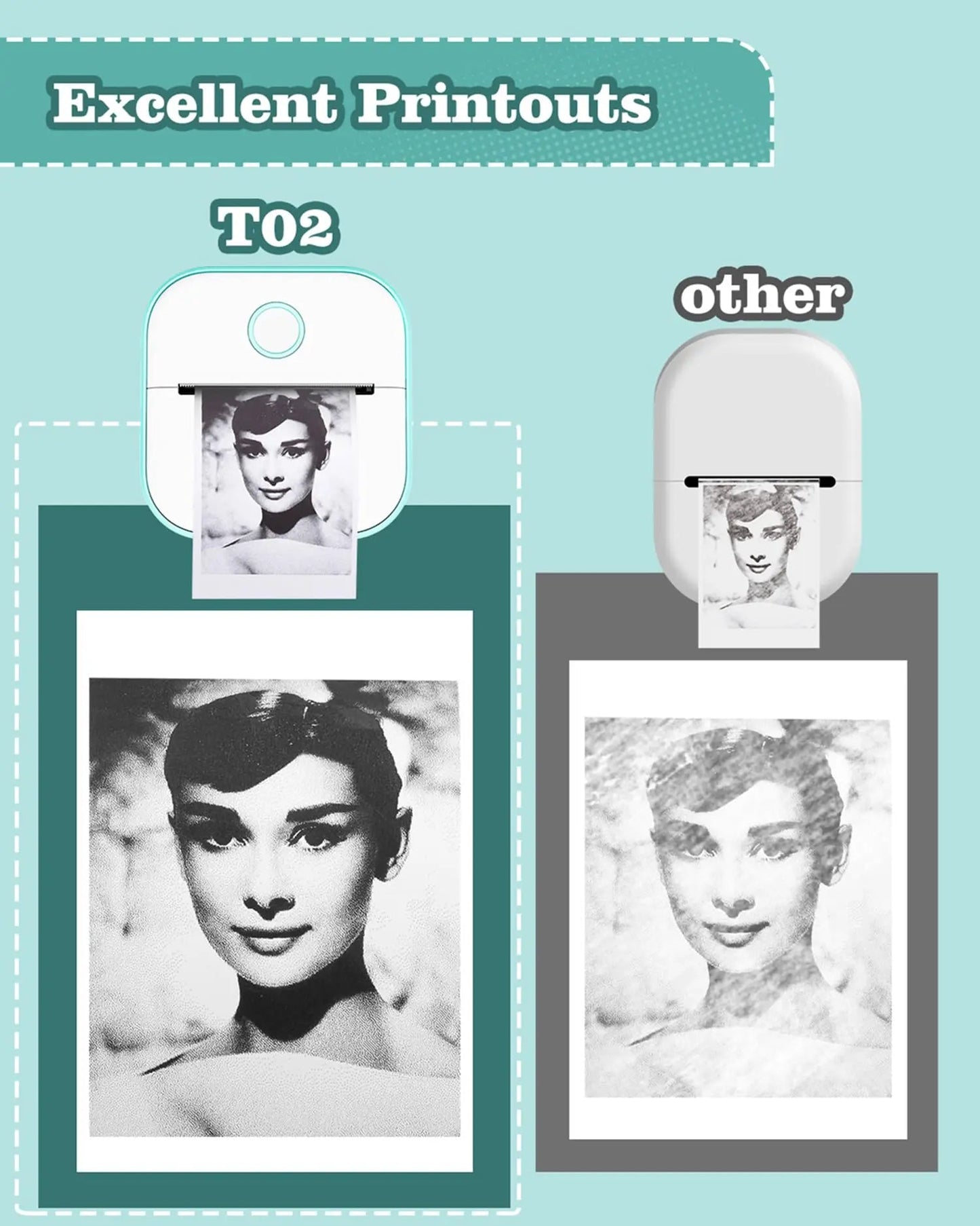 Memoking Print Pods Mini Printer - Sticker Printer T02 Portable Thermal Printer Inkless Sticker Maker Machine Bluetooth Pocket Printer Phone Printer for Study Graphics, Anatomical Diagrams, Photos - North State Signs & Printing