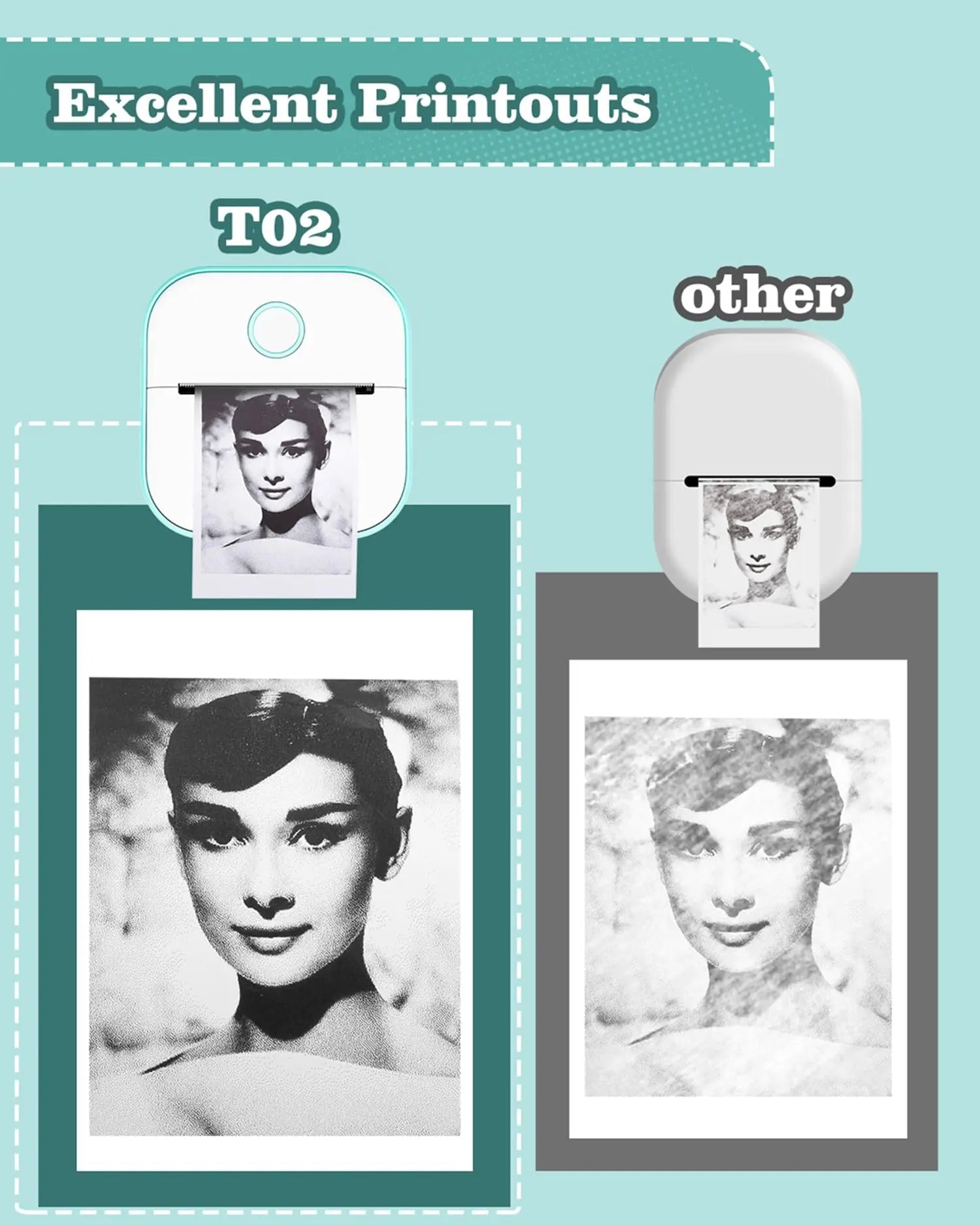 Memoking Print Pods Mini Printer - Sticker Printer T02 Portable Thermal Printer Inkless Sticker Maker Machine Bluetooth Pocket Printer Phone Printer for Study Graphics, Anatomical Diagrams, Photos - North State Signs & Printing