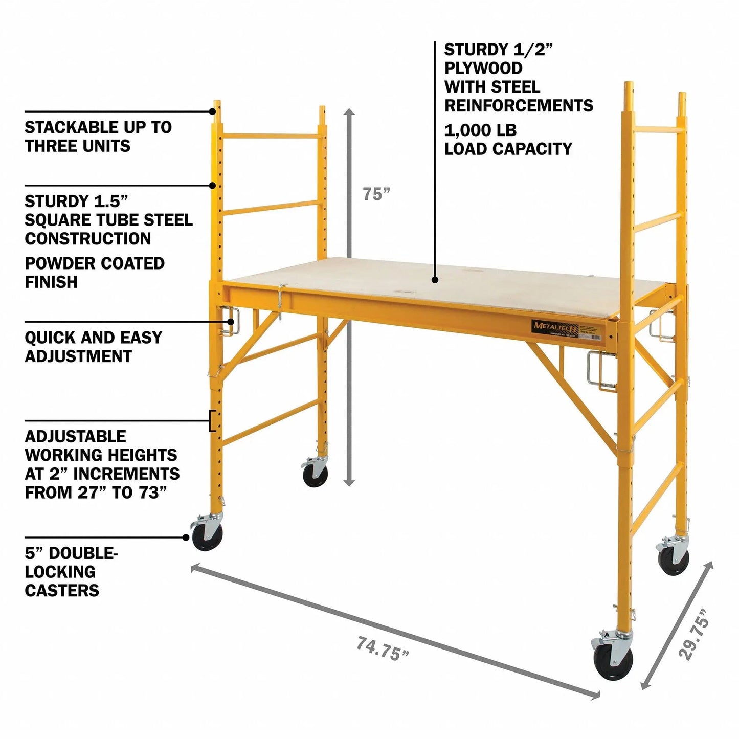 MetalTech Scaffolding Platform, Bakers Scaffold Ladder Roofing Equipment, 6 ft - North State Signs & Printing