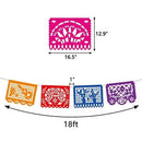 Mexican Party Banner DomeStar 18 Feet Plastic Fiesta Banner Cinco de Mayo Dia De Los Muertos Decor Day of The Dead Papel Picado Decorations Mexican Fiesta Garland for Mexican Party Supplies - North State Signs & Printing