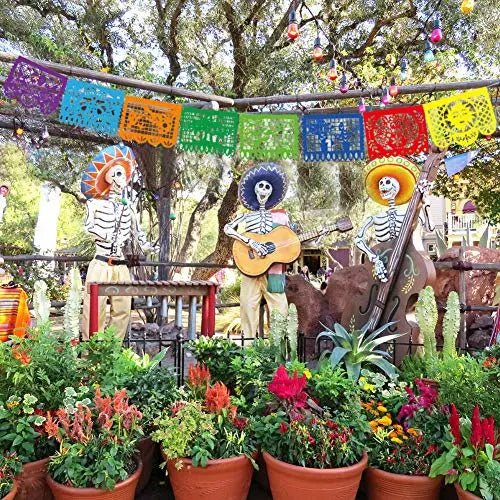 Mexican Party Banner DomeStar 18 Feet Plastic Fiesta Banner Cinco de Mayo Dia De Los Muertos Decor Day of The Dead Papel Picado Decorations Mexican Fiesta Garland for Mexican Party Supplies - North State Signs & Printing