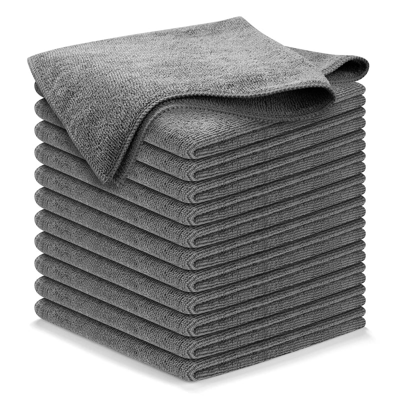 Microfiber Cleaning Cloth Grey - 12 Pcs (12.5"x12.5") USANOOKS - High Performance - 1200 Washes, Ultra Absorbent Microfiber Towel Weave Grime & Liquid for Streak - Free Mirror Shine - Car Washing Cloth - North State Signs & Printing