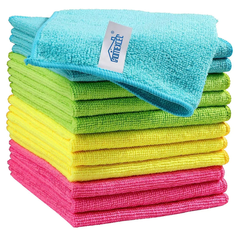 Microfiber Cleaning Cloth,12 Pack Cleaning Rag, Cleaning Towels with 4 Color Assorted, HOMEXCEL, 11.5"X11.5"(Green/Blue/Yellow/Pink) - North State Signs & Printing