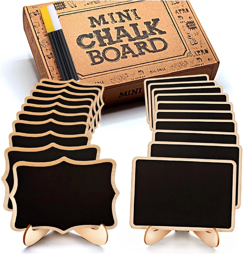 Mini Chalkboard Signs, 20 Pack Framed Small Chalkboard Labels with Easel Stand, Wooden Blackboard for Table Numbers, Food Signs, Wedding Signs, Message Board, Place Cards and Event Decorations - North State Signs & Printing