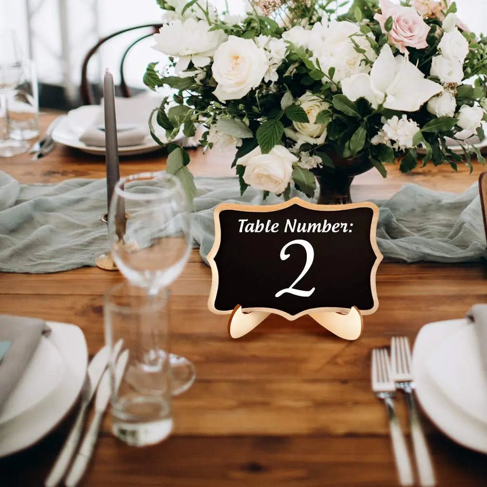 Mini Chalkboard Signs, 20 Pack Framed Small Chalkboard Labels with Easel Stand, Wooden Blackboard for Table Numbers, Food Signs, Wedding Signs, Message Board, Place Cards and Event Decorations - North State Signs & Printing