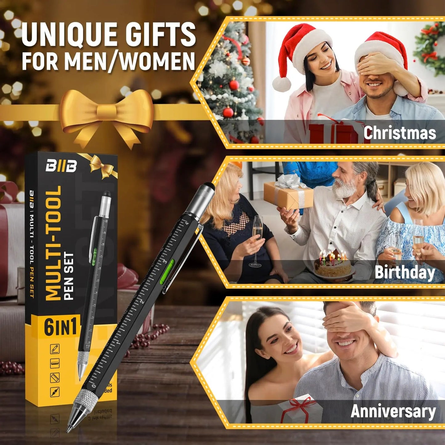 Multitool Pen, Mens Gifts for Christmas, BIIB Stocking Stuffers for Adults Men, Gifts for Men Unique Gifts for Dad Him Grandpa Husband, Dad Gifts for Men Who Have Everything, Gadgets Tools for Men - North State Signs & Printing