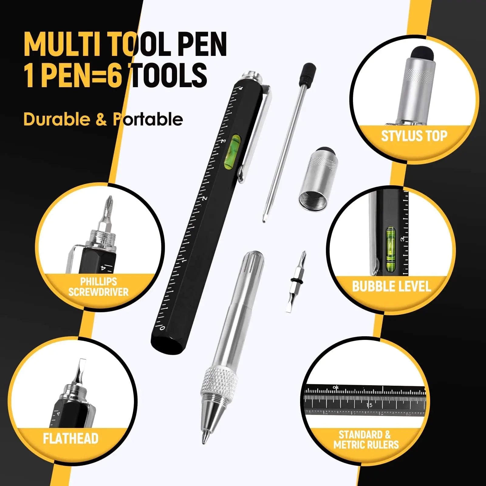 Multitool Pen, Mens Gifts for Christmas, BIIB Stocking Stuffers for Adults Men, Gifts for Men Unique Gifts for Dad Him Grandpa Husband, Dad Gifts for Men Who Have Everything, Gadgets Tools for Men - North State Signs & Printing