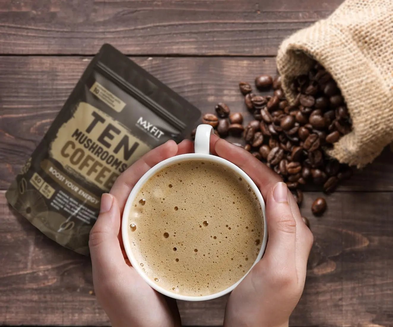 Mushroom Coffee Organic (60 Servings) 10 Mushrooms (Lion’s Mane, Cordyceps, Turkey Tail & Other) Mixed With Gourmet Arabica Instant Immune Boosting Coffee for Focus & Gut Health Support - North State Signs & Printing