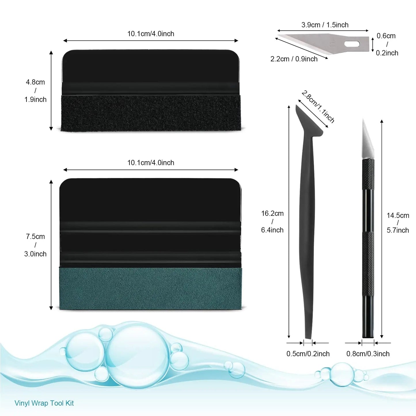 NEWISHTOOL Car Window Tint Installation Kit - Vinyl Wrap Tools With Felt Squeegee, Micro Squeegee, Razor Blade Knife - North State Signs & Printing