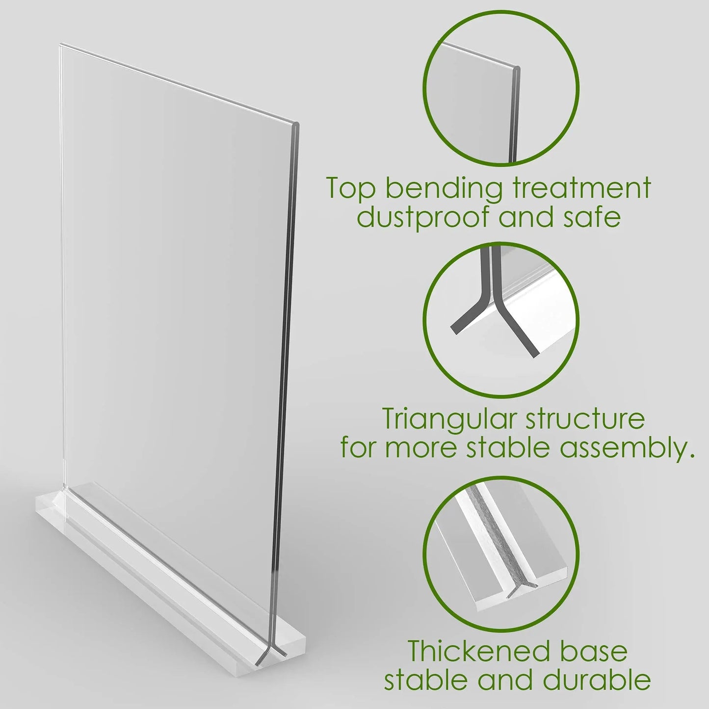 newnewshow 8.5x11 Acrylic Sign Holder 3 Pack Vertical Double - Sided Display (Optional 8.5x11 8.5x5.5 5x7 Horizontal and Vertical) - North State Signs & Printing