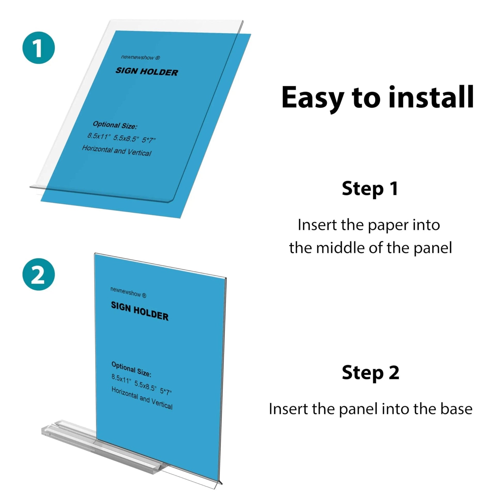 newnewshow 8.5x11 Acrylic Sign Holder 3 Pack Vertical Double - Sided Display (Optional 8.5x11 8.5x5.5 5x7 Horizontal and Vertical) - North State Signs & Printing