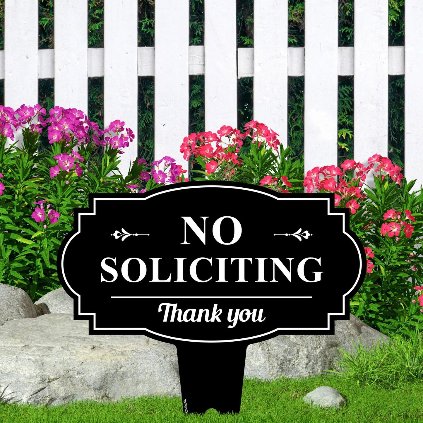 No Soliciting Sign for House, No soliciting yard Sign, 13"x13", Heavy Duty Integrated Ground Stakes, Rust Free Aluminum Composite, Made in USA by My Sign center… - North State Signs & Printing