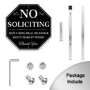 No Soliciting Yard Sign, No Soliciting Sign for House Yard with Stake, Uflashmi 10” x 28”, Metal black and white - North State Signs & Printing