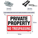 No Trespassing Signs Large Private Property Metal 10x14 Inch Rust Free Aluminum,UV Ink Printing,Durable/Weatherproof Up to 7 Years Outdoor for Home (4 - Pack) - North State Signs & Printing