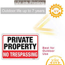 No Trespassing Signs Large Private Property Metal 10x14 Inch Rust Free Aluminum,UV Ink Printing,Durable/Weatherproof Up to 7 Years Outdoor for Home (4 - Pack) - North State Signs & Printing