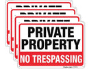 No Trespassing Signs Large Private Property Metal 10x14 Inch Rust Free Aluminum,UV Ink Printing,Durable/Weatherproof Up to 7 Years Outdoor for Home (4 - Pack) - North State Signs & Printing