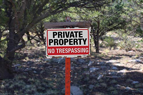 Large No Trespassing Signs Private Property Metal 10x14 Inch Rust Free Aluminum,UV Ink Printing,Durable/Weatherproof Up