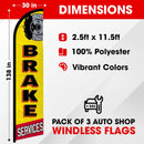 Oil Change Sign Auto Repair Brake Services Windless Flag Pack of 3 (Mount and Poles are Not Included) - North State Signs & Printing