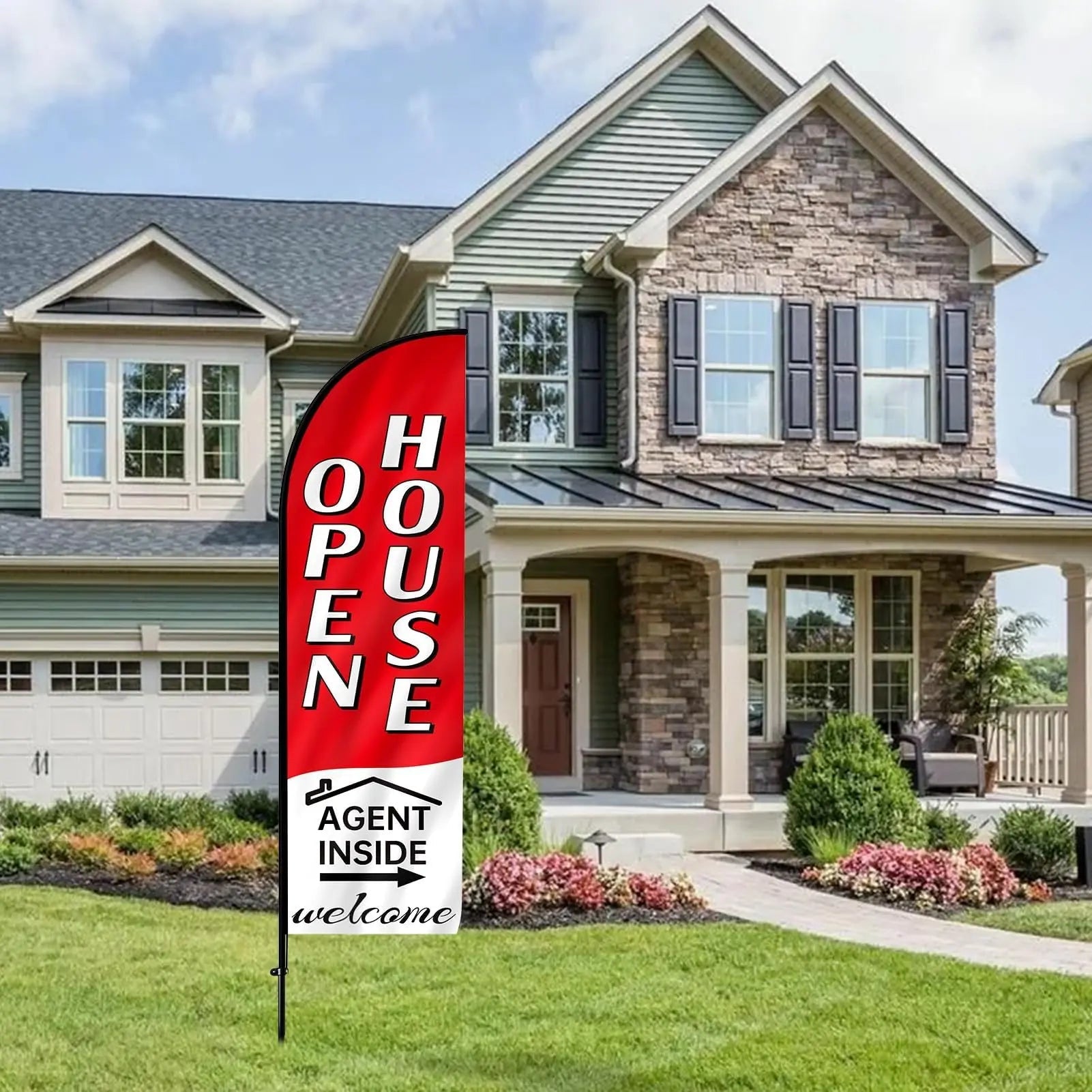 Open House Signs for Real Estate Agents,Swooper Open Banners Flag,Business Open House Flag and Pole Kit,Open Signs for Outside Business Advertising - North State Signs & Printing